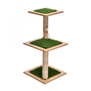 Natural Styles Safe Non-Toxic Cat Scratch Scratching Post Furniture Cat Tree With Grass