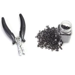 Neitsi U-Shape Fusion Bond Crusher Tools +1000Pcs Silicone Micro Ring Beads For Hair Extensnion DIY&Remove