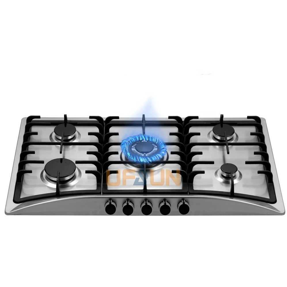 New arrival 860/900mm 201#SS 5 burners gas Cooktop  With Gas Hob Safety Device Kitchen cooker Hob Industrial  LPG gas stove
