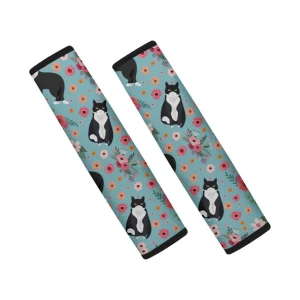 New Arrival Car Seat Belt Cover Flower Floral Cat Print Universal Auto SUV Interior Car Accessories