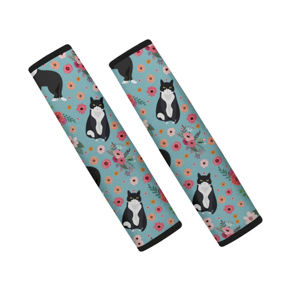 New Arrival Car Seat Belt Cover Flower Floral Cat Print Universal Auto SUV Interior Car Accessories