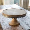 New Design Cake Stand Custom Stand Dessert Cupcake Display Wooden Stand Elegant Serving Platter Board with Scalloped Metal
