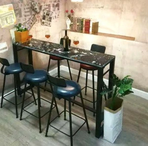 new design fashionable long high industrial vintage restaurant kitchen wood slab  Bar Furniture Home Bar Tables