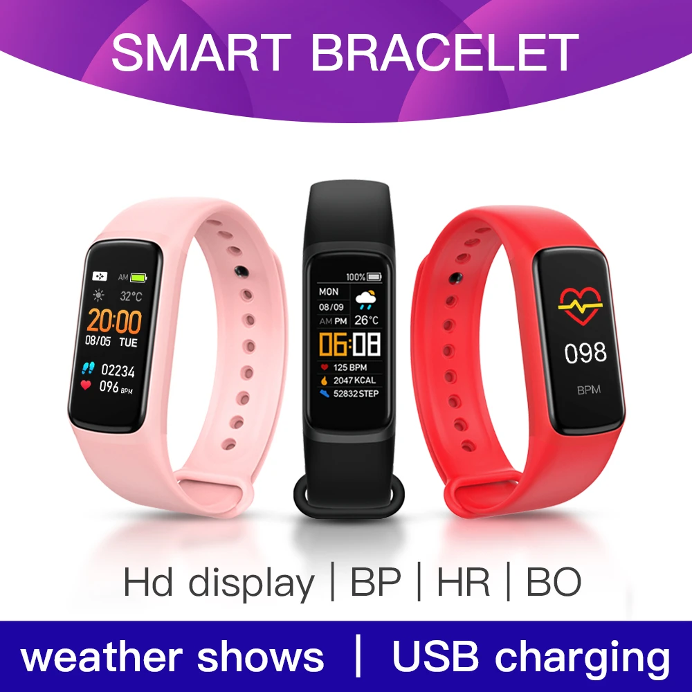 New hot sale C7 smart bracelet real-time heart rate + blood pressure detection wristband sleep reminder