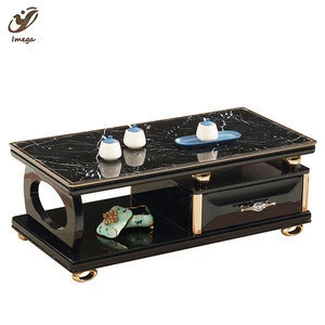 New Product Glass Top Coffee Table White Marble Top Tea Table Marble Center End Table with Marble Top