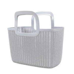 New Product Multi-function Imitation Rattan Hand Plastic Shopping Basket Food Fruit Storage Basket