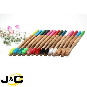 new trendy biodegradable bamboo color changing  toothbrush in colored painting and matched bristles