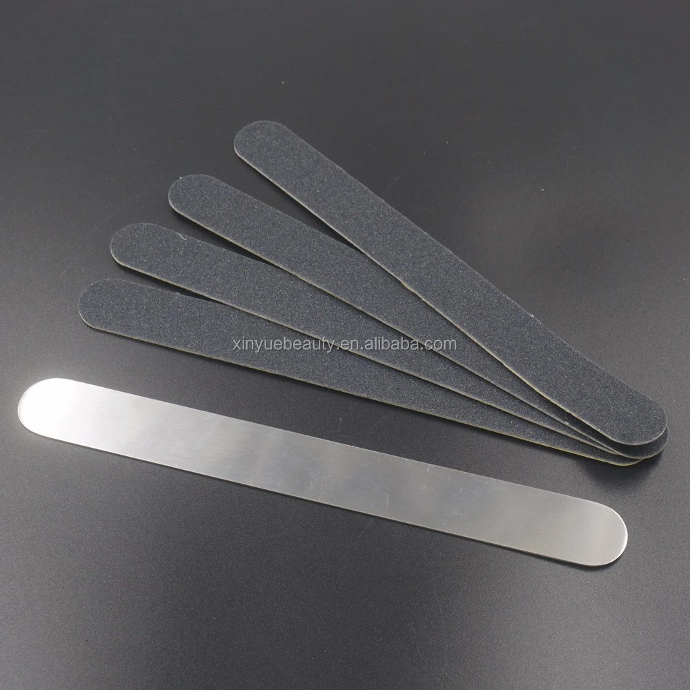 No electric double side stainless steel metal nail file with  disposable  removable sandpaper refills