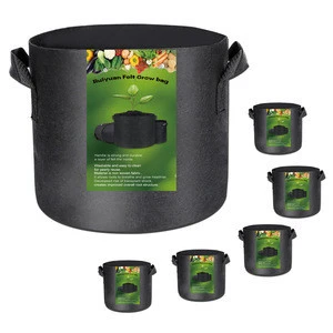 Non Woven Fabric Pots 5-Pack 5 7 10 20 100 Gallon Felt Fabric Garden Pots Felt Plant Growing Bags