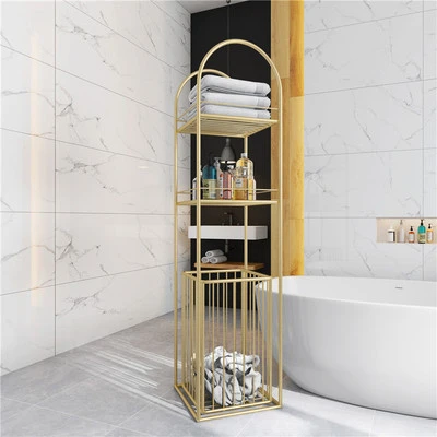 Nordic bathroom storage shelf floor-to-ceiling toilet with dirty clothes basket storage organizer multi-layer storage rack