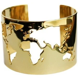 OEM Jewelry Factory Wholesale Custom Never Fade Silver/ Gold/ Rose Gold Plated Open Ended World Map Stainless Steel Bangle