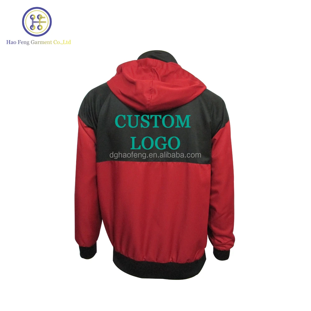 OEM Wholesale Custom Logo Mens Colorblock Zip Sports Tracksuit Polyester Windbreaker Jacket with Mesh Lining