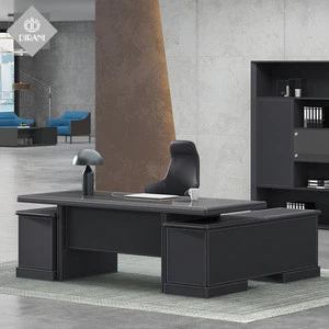 Office furniture desk with locking drawer executive standard desk workstation modern modular l shaped black office desk
