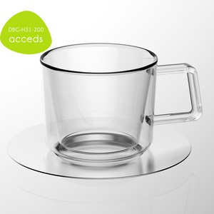 Original and Newly Designed Clear Glass Wholesale Espresso Coffee Cups &amp; Saucers
