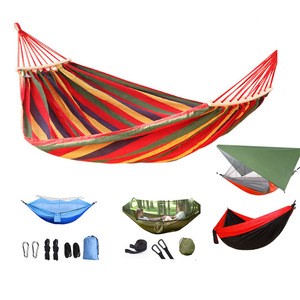 Outdoor double hammock with mosquito net swing chair canvas camping hammock portable