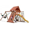 Outdoor Playground Wooden Climbing Frame Swing Set with Plastic Slide