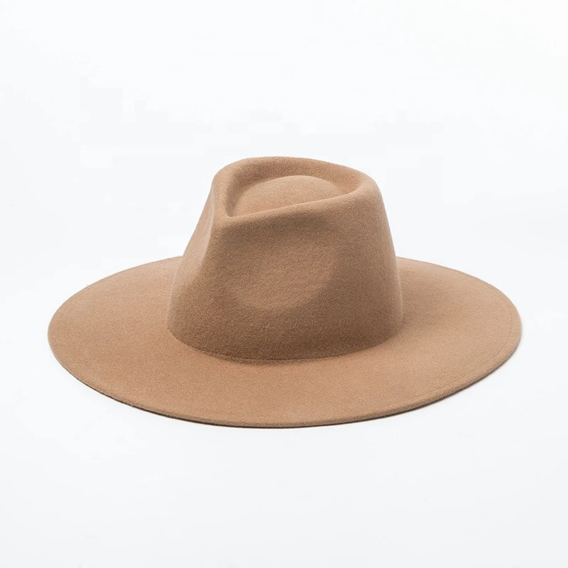 Outdoor Travelling Flat Wide Brim Fedora Felt Hat