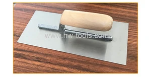 Plastering trowel with carbon steel blade wooden handle