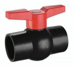 Plastic Red one-way Handle gray Body uPVC compact Ball Valve