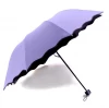 Popular Hot Selling Fashion Solid Color Black Coating Outdoor Sun Protection Fold Umbrella