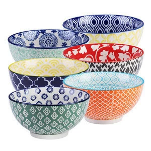 Porcelain Dinnerware Noodle Salad Rice Ceramic Bowl Pad Printing 5.5 Inch Ceramic Bowl