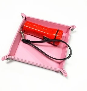portable foldable leather storage tray for keys &coins