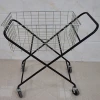 Portable steel wire double-layer tennis ball cart/ supermarket shopping trolley cart