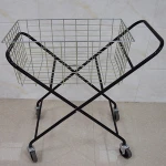Portable steel wire double-layer tennis ball cart/ supermarket shopping trolley cart