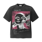 Portrait Printed Short Sleeve T-shirt Mens Inkjet Printing Dirty Loose Casual Summer Top Round Neck T-shirt Men