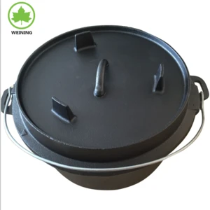 Pre seasoned cast iron camping dutch oven with Lid