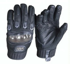 Pro Biker Racing Black Genuine Goat Leather Motorcycle Racing Gloves