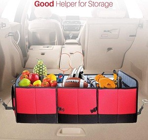 QJMAX Trunk Organizer For Car Large Cargo Storage Organizers For Groceries Collapsible Trunk Container