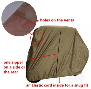 Rain Hail Dust Protection Golf Club Cart Cover with vents and a zipper opening for 2 Seater Cars