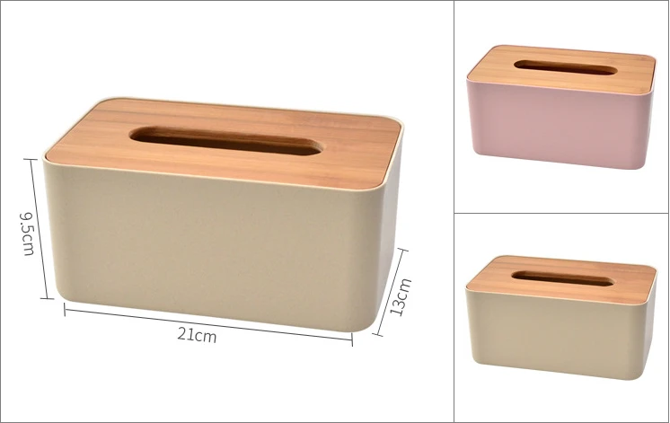 rectangle Bamboo lid ECO wheat straw tissue box