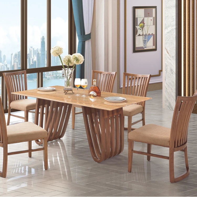Rectangular dining room modern style Wholesales marble natural wood dining table dining furniture