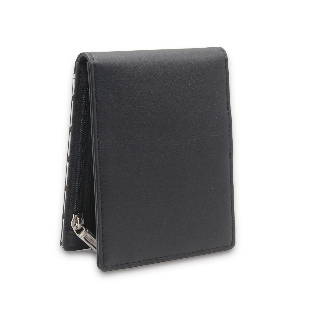 RFID blocking slim bifold genuine leather wallet Handmade quality metal clip men wallet