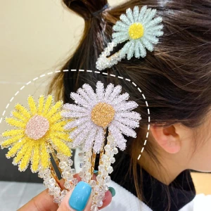 Rhinestone Daisy Hairpin Crystal BB Hairclip for girls