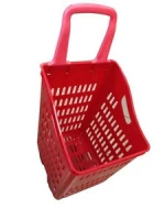 rolling and movable plastic shopping basket with wheels