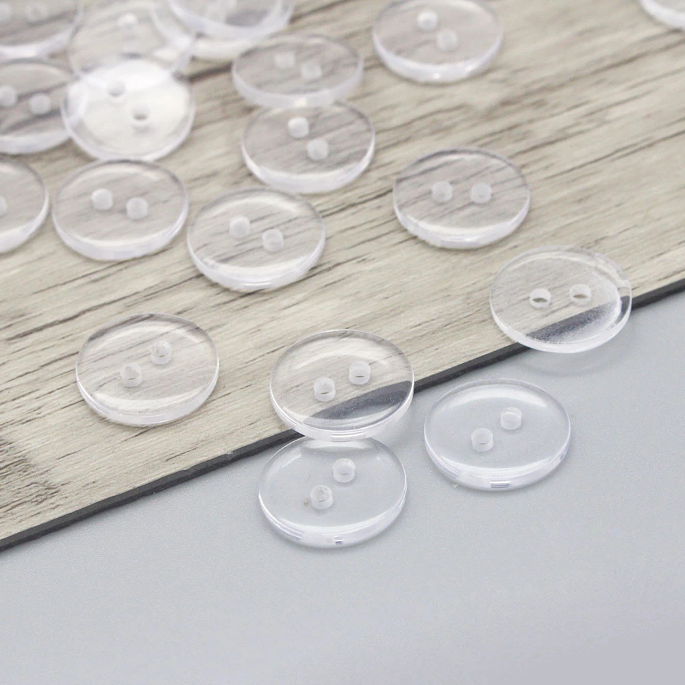 Round 2-Holes Sewing Shirt Button Garment Accessories 9mm/12.5mm/15mm/20mm Transparent Resin Buttons E0410