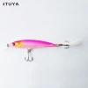Sea top water minow fishing lure with long feather tail