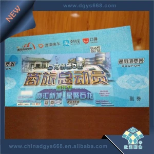 Security paper coupon ticket in booklet entrance ticket