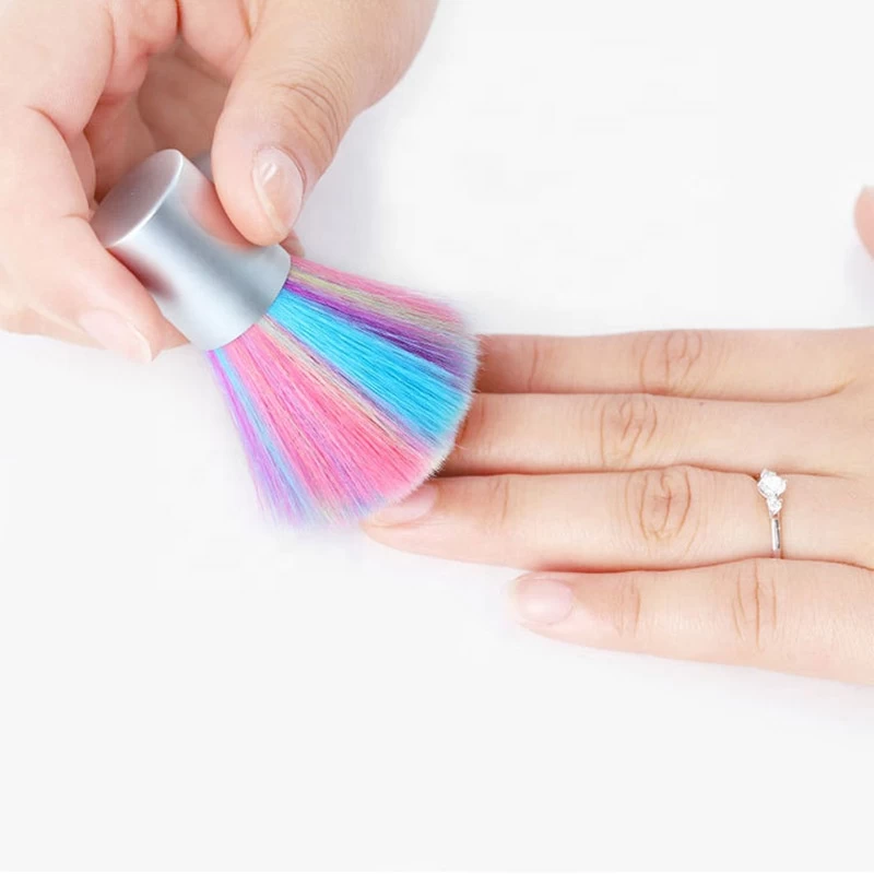 Seven rainbow nail dust clean brush Color bristle powder brush for nail tools