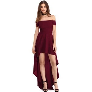 Sexy off shoulder asymmetric women prom dresses, high low club dress for party