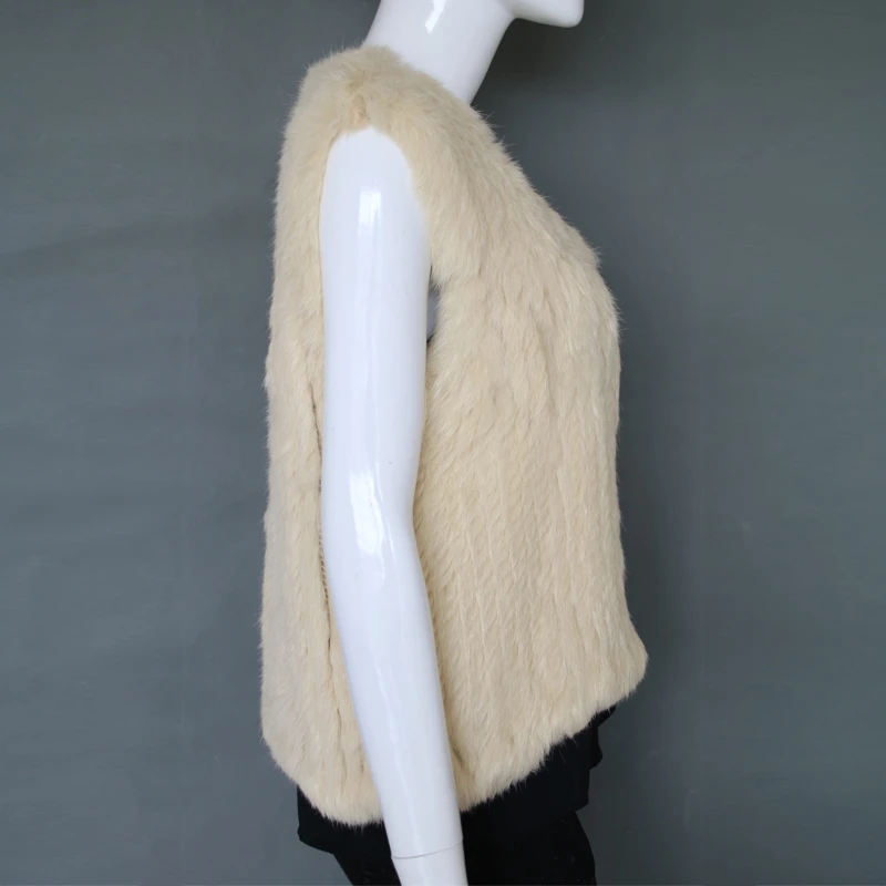 Short style women fur fashion vest top grade rabbit fur gilet by hand CONVEXFUR