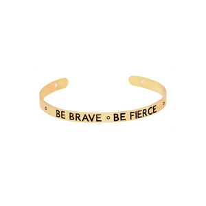 simple gold bangle designs Hand stamped metal bracelet engraved stainless steel quotes bangle