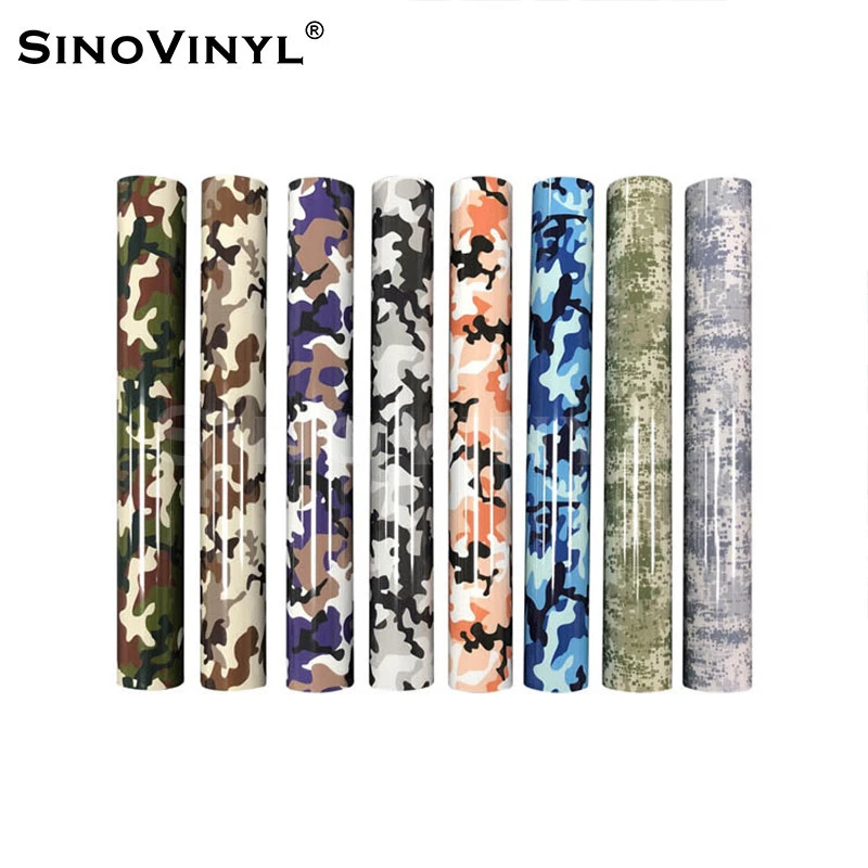 SINOVINYL Factory Price T-shirt Clothing PU Textiles Cotton Fabric Camouflage Pattern Easyweed Iron On Heat Transfer Vinyl Films
