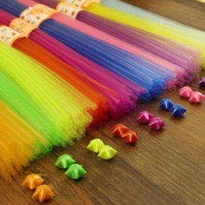 Small luminous plastic wholesale color folding stars plastic suction pipe hand folding paper plastic woven crafts
