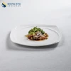 Spiral Plain White Square Custom Printed Logo Restaurant Hotel Porcelain Dinner Plate Foursquare Dish For Catering