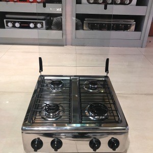 stainless steel sabaf burner gas stove with glass cover