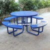 Street furniture Guangzhou factory OEM/custom perforated metal outdoor round picnic table